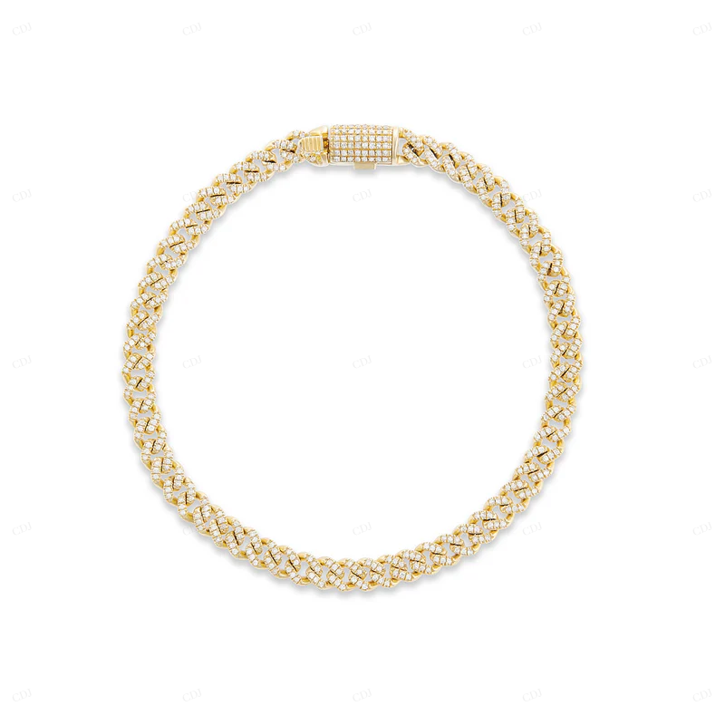 10k Yellow Gold Moissanite Cuban Link Bracelet CustomDiamJewel