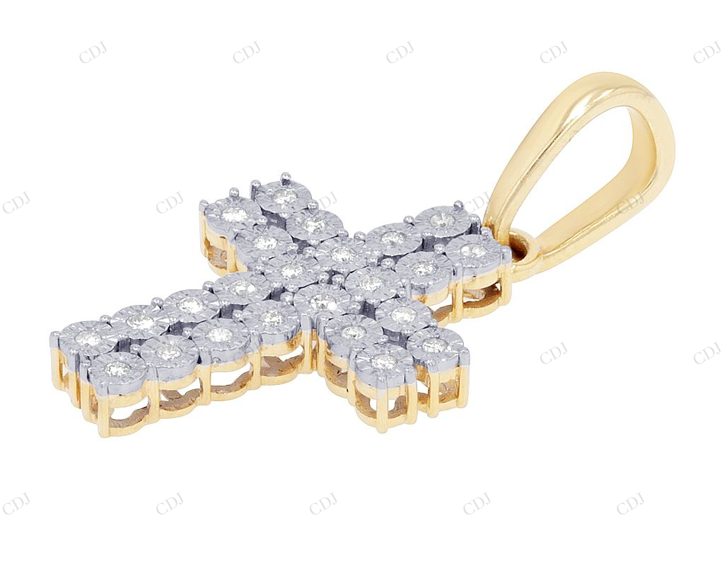 Illusion Set 1.3 Inch Lab Grown Diamond 10K Gold Cross Pendant Hip Hop Pendent customdiamjewel