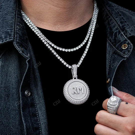 Full Ice Out Round Cut Diamond Hip Hop Style Fancy Latter Pendant For Man hip hop jewelry CustomDiamJewel