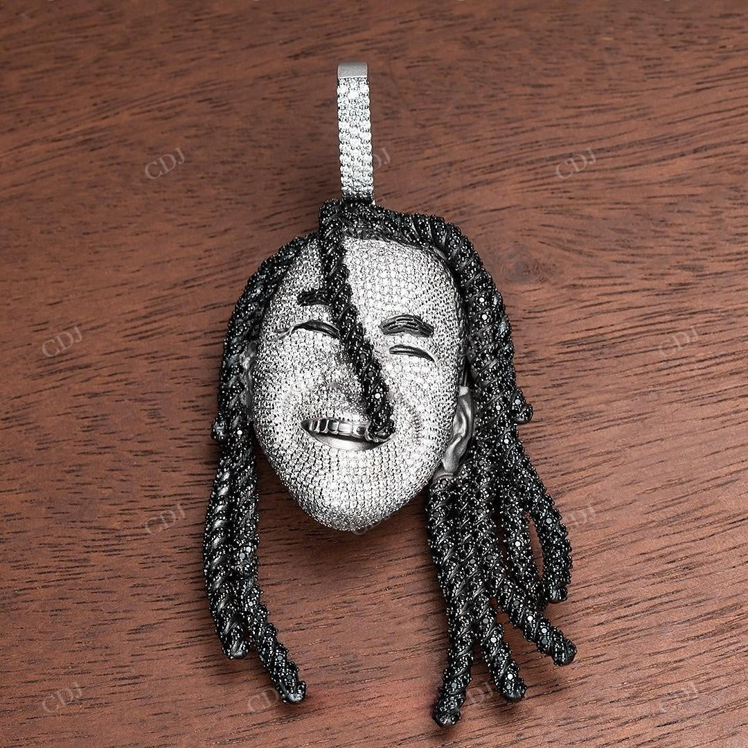 Black And White Diamond Iced Out Hip Hop Face Pendant hip hop jewelry customdiamjewel   