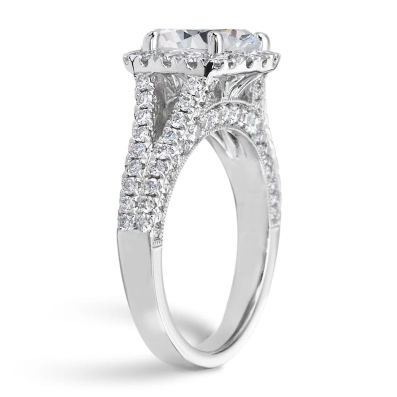 Round Cut Moissanite Eternity Engagement Ring  customdiamjewel   