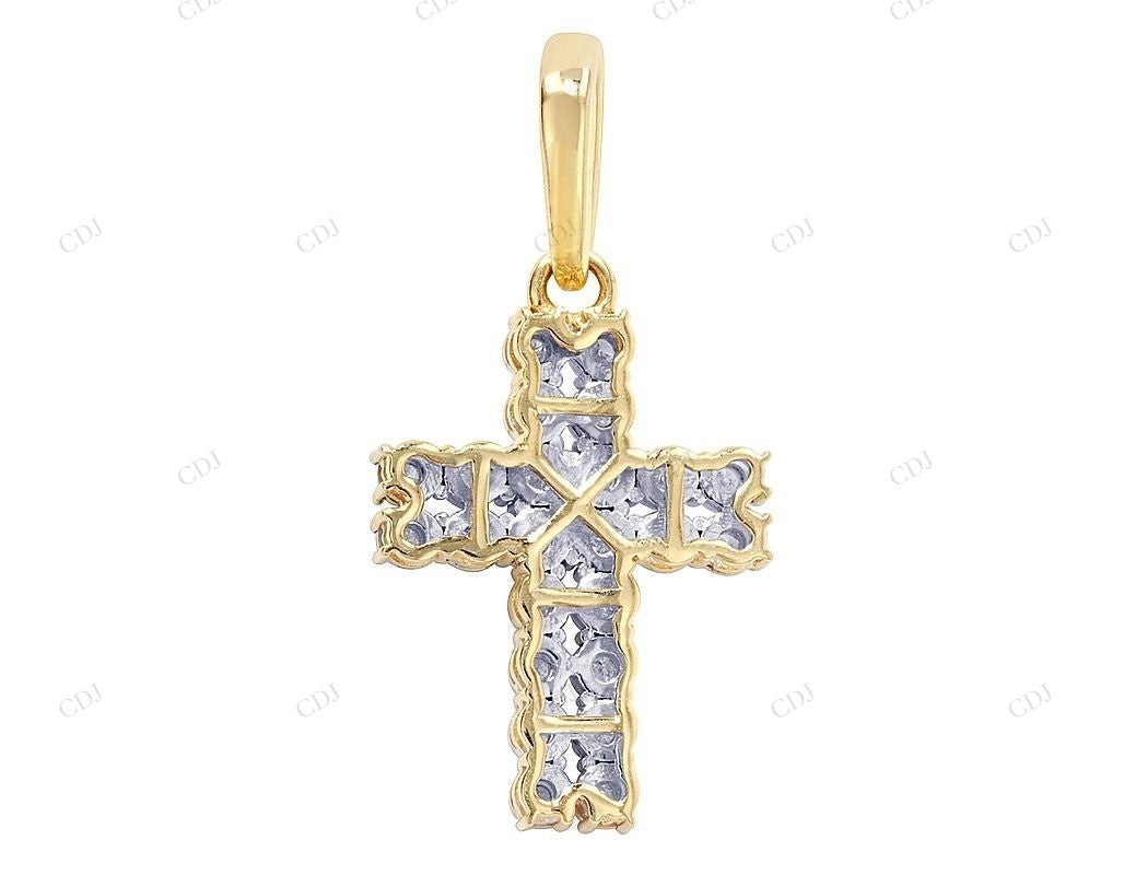 Illusion Set 1.3 Inch Lab Grown Diamond 10K Gold Cross Pendant Hip Hop Pendent customdiamjewel