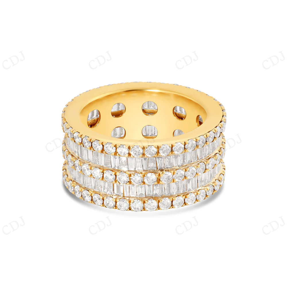 5 Row Baguette & Round Lab Grown Diamond Eternity Band hip hop jewelry CustomDiamJewel