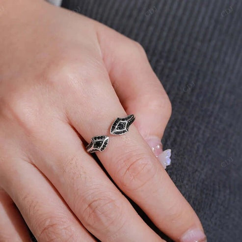 925 Silver Moissanite Studded Adjustable Gothic Ring hip hop jewelry CustomDiamJewel
