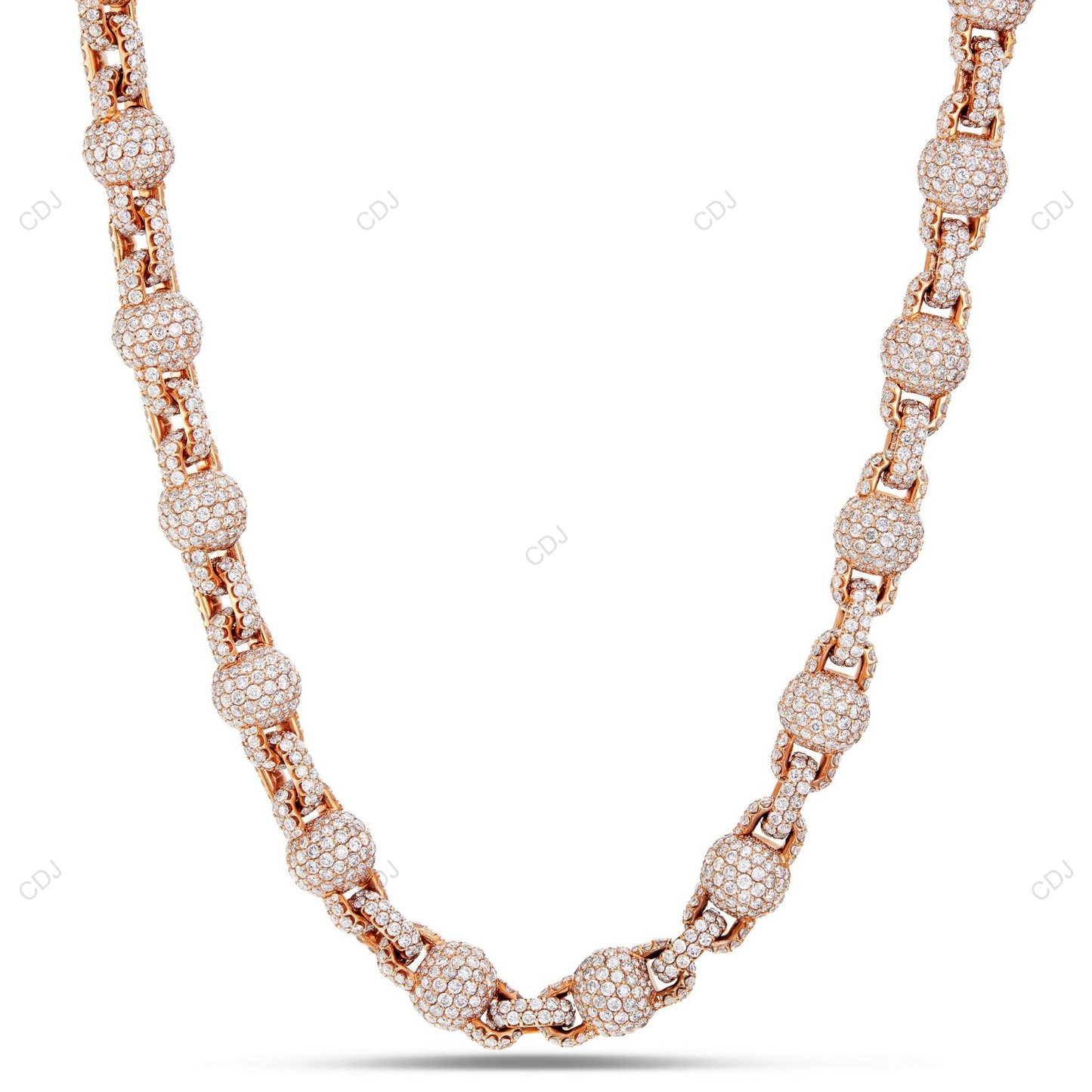 Fully Iced Out Moissanite Ball Link Chain For Mens CustomDiamJewel