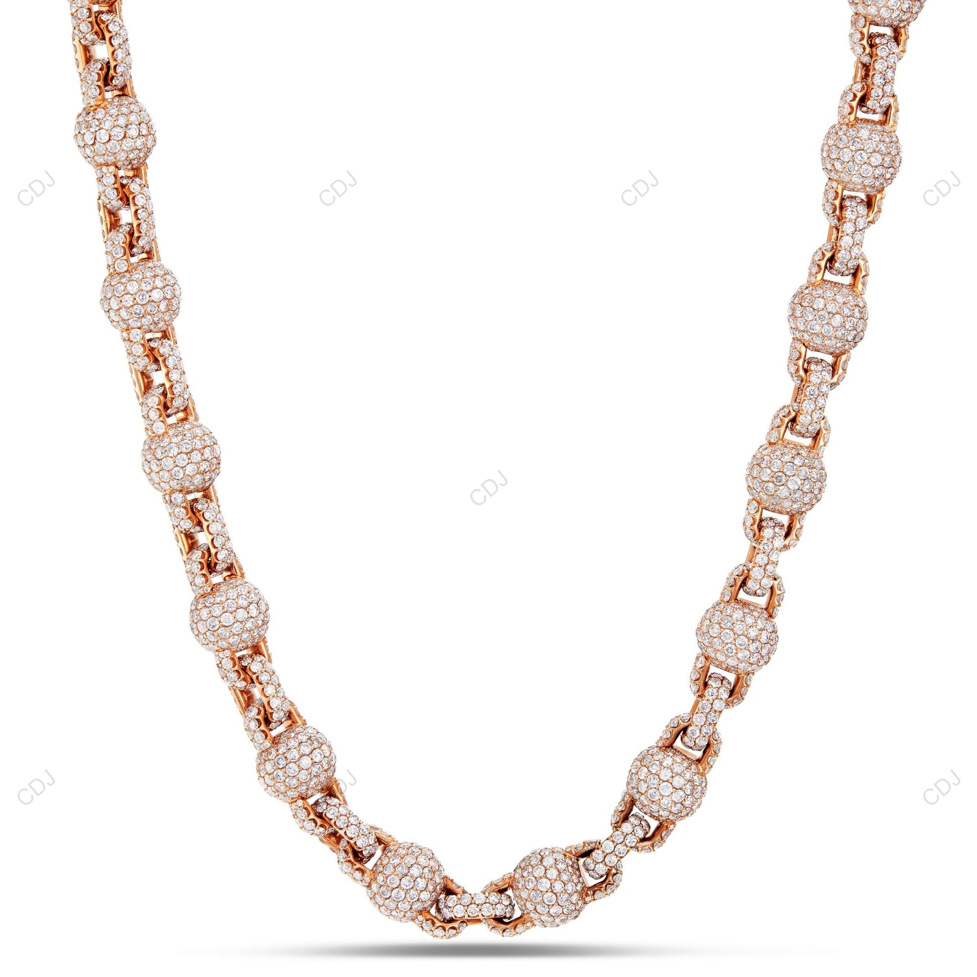 Fully Iced Out Moissanite Ball Link Chain For Mens CustomDiamJewel