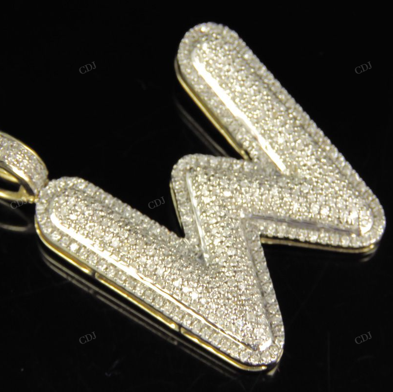 1.4" 1.20 CTW 10K Gold Natural Diamond Custom W Letter Pendant CustomDiamJewel