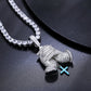 925 Sterling Silver Praying Hands Diamond Pendant hip hop jewelry CustomDiamJewel