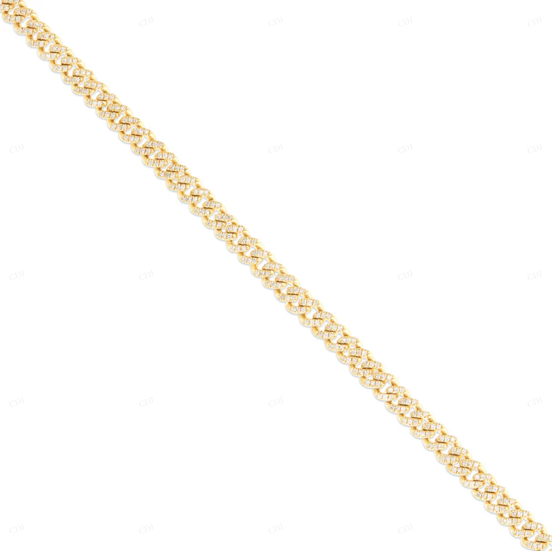 10k Yellow Gold Moissanite Cuban Link Bracelet CustomDiamJewel