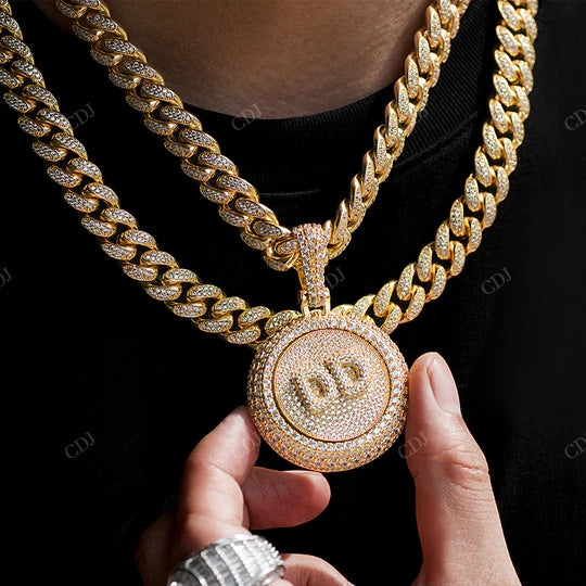 Full Ice Out Round Cut Diamond Hip Hop Style Fancy Latter Pendant For Man hip hop jewelry CustomDiamJewel