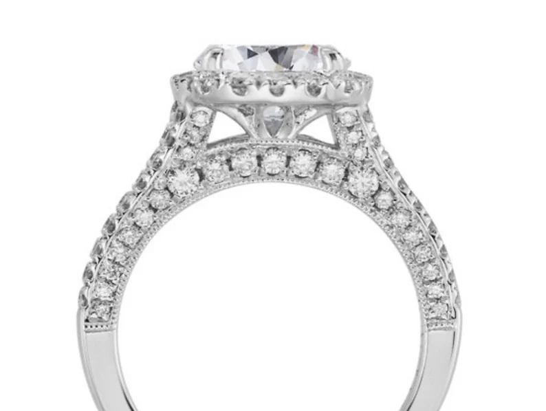 Round Cut Moissanite Eternity Engagement Ring  customdiamjewel   
