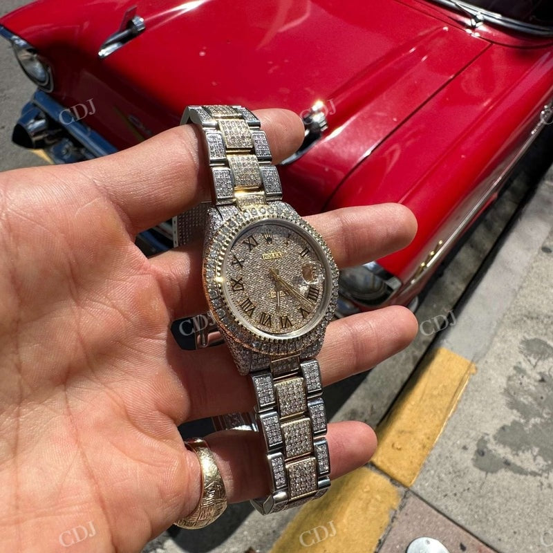 Moissanite Diamond Rolex Bust Down Watch For Men customdiamjewel