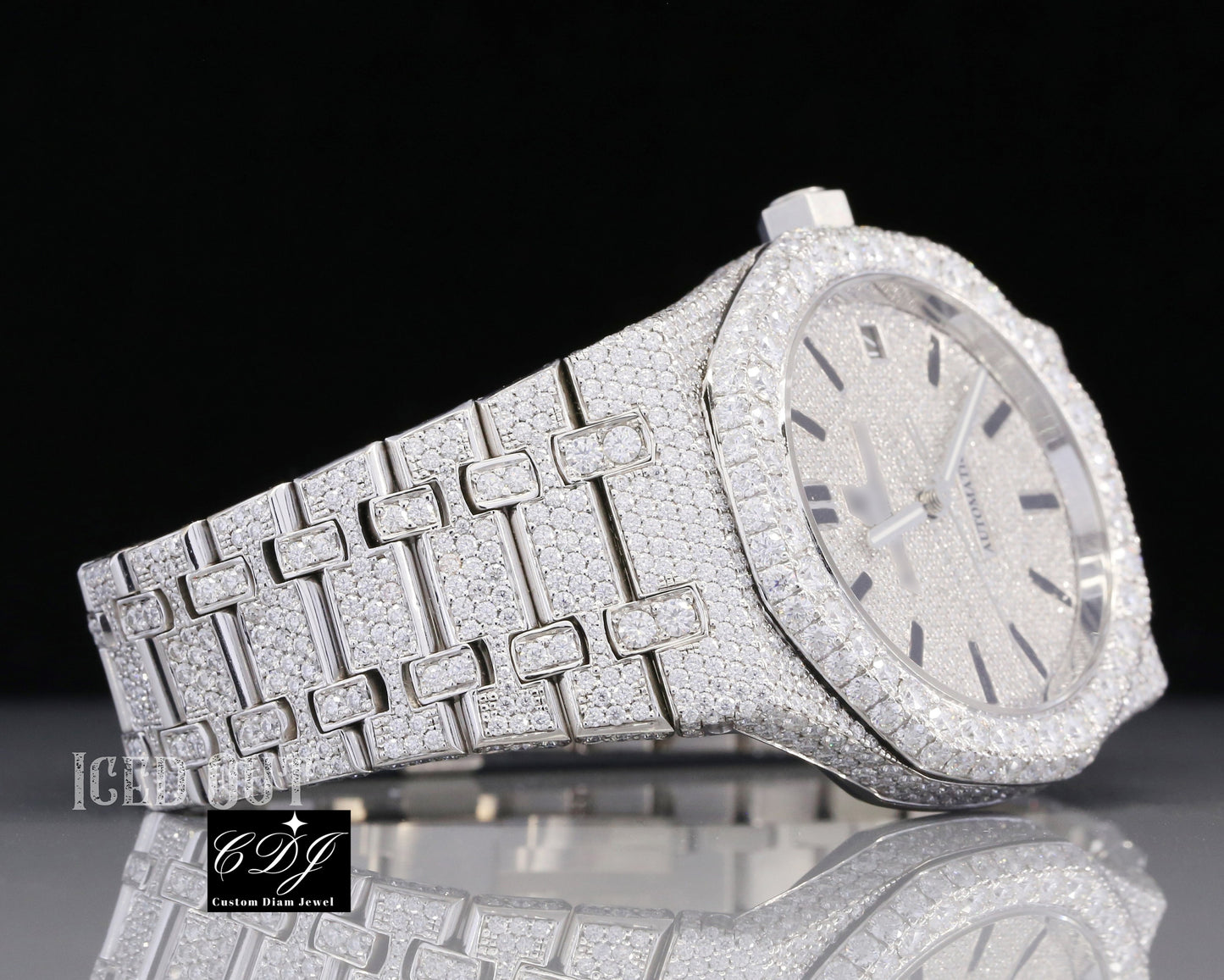 41mm Moissanite Diamond Watch iced out Wrist Watch customdiamjewel