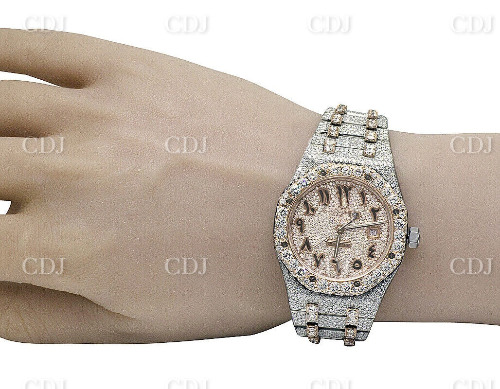 AP Two Tone Rose Gold Moissanite Diamond Arabic Dial Watch customdiamjewel
