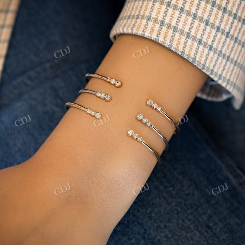 0.30CT Graduated Bezel Set Open Cuff Natural Diamond Bracelet  customdiamjewel   