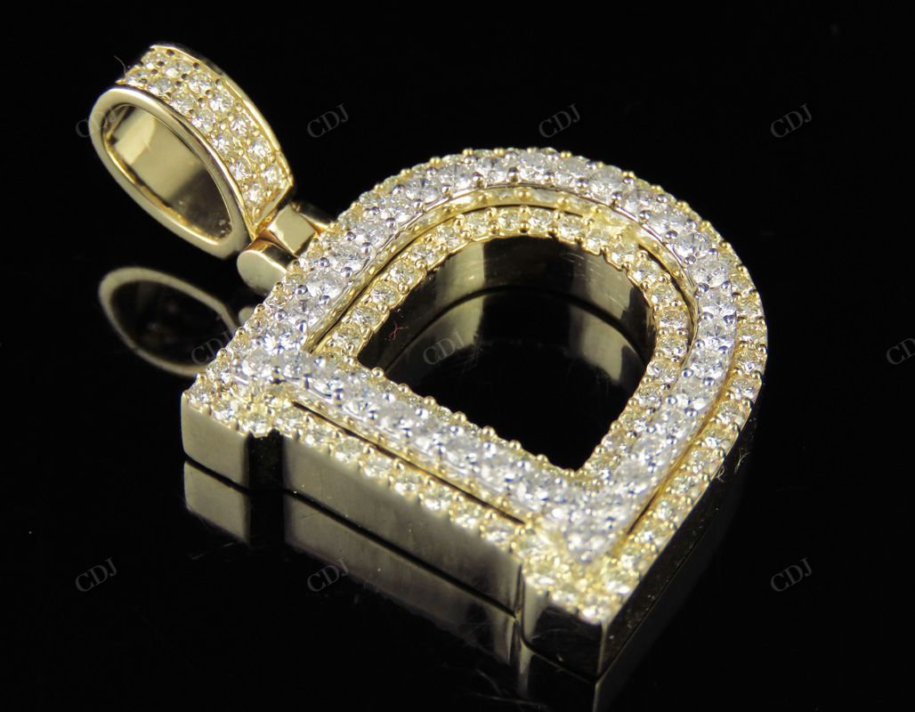 Custom Letter 'D' Initial Natural Diamond Pendent 10K Two Tone Gold CustomDiamJewel