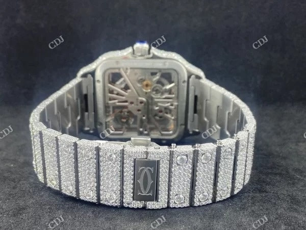 Cartier Skeleton Moissanite Studded Diamond Watch customdiamjewel