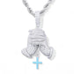 925 Sterling Silver Praying Hands Diamond Pendant hip hop jewelry CustomDiamJewel