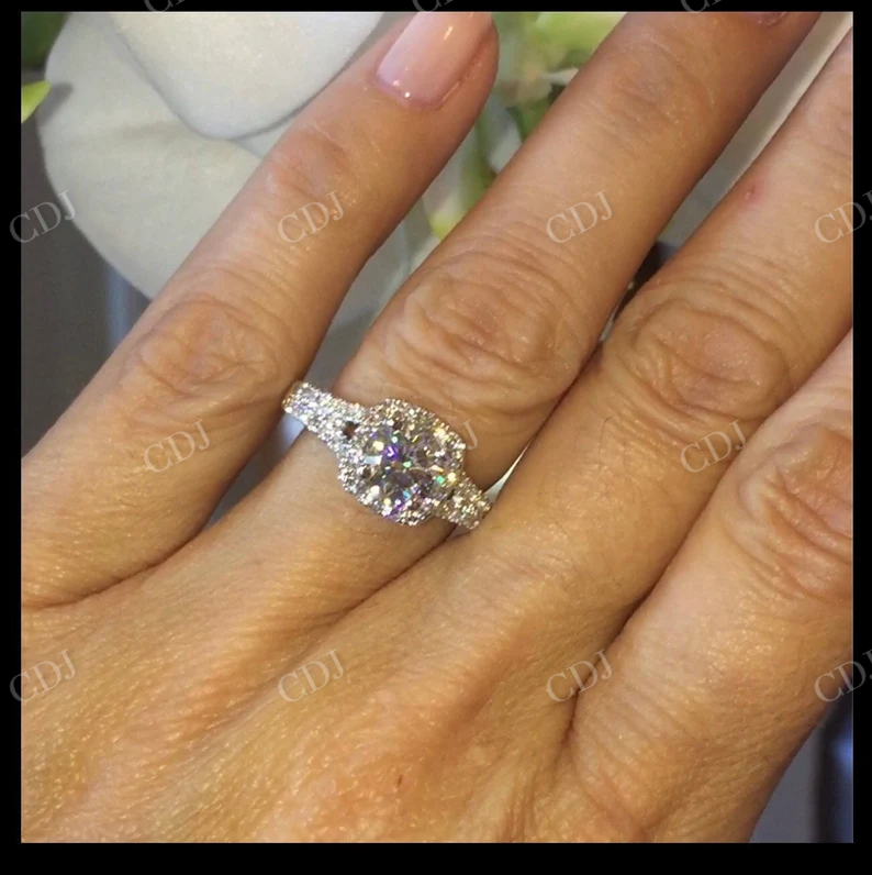 Round Cut Moissanite Eternity Engagement Ring  customdiamjewel   