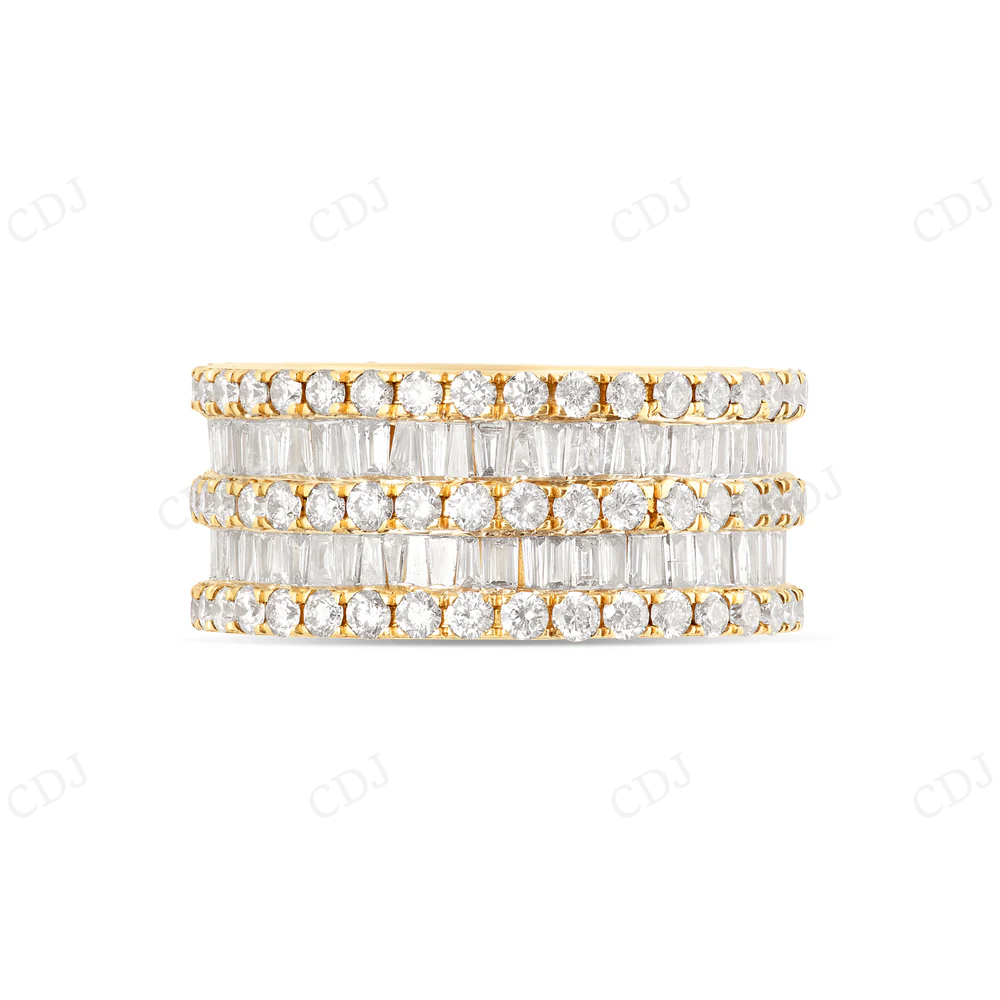 5 Row Baguette & Round Lab Grown Diamond Eternity Band hip hop jewelry CustomDiamJewel