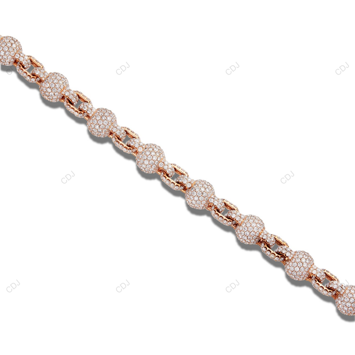 Fully Iced Out Moissanite Ball Link Chain For Mens CustomDiamJewel
