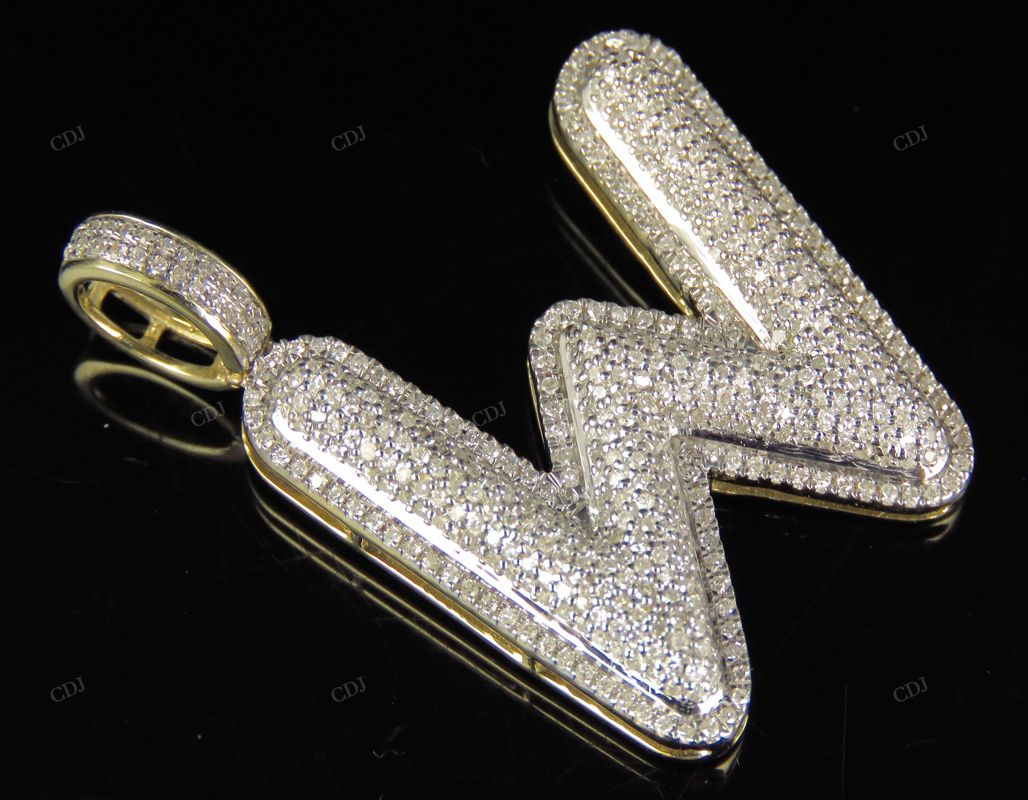 1.4" 1.20 CTW 10K Gold Natural Diamond Custom W Letter Pendant CustomDiamJewel