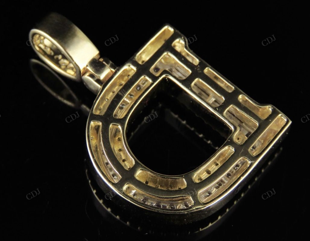 Custom Letter 'D' Initial Natural Diamond Pendent 10K Two Tone Gold CustomDiamJewel