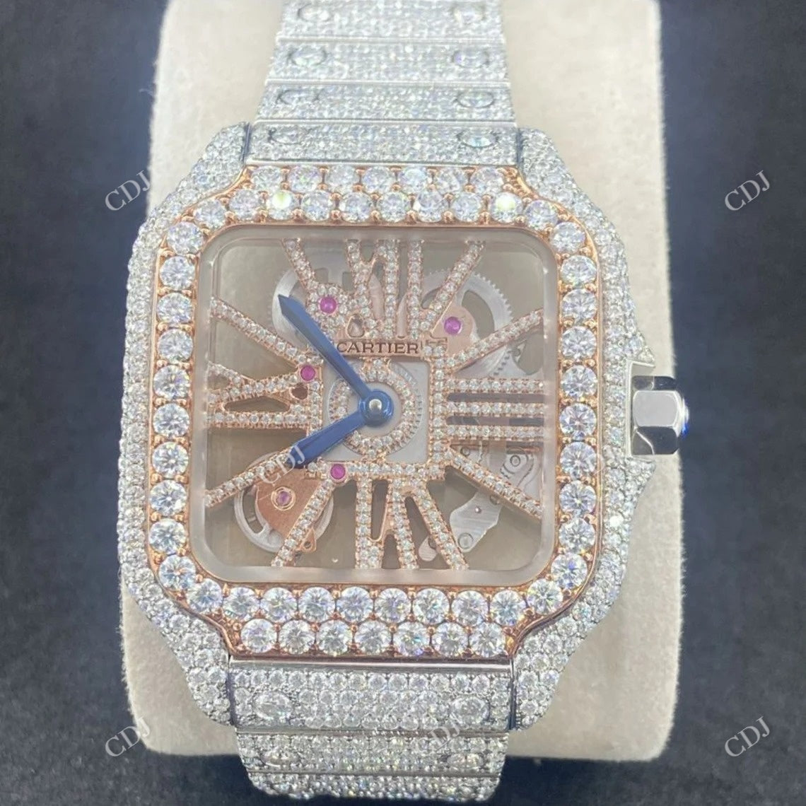 Cartier Skeleton Moissanite Studded Diamond Watch customdiamjewel