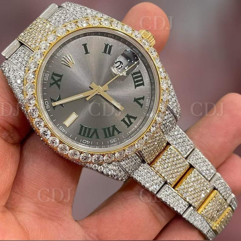 Two Tone Custom Dial Men's Watch VVS Moissanite High-End Luxury Jewelry customdiamjewel