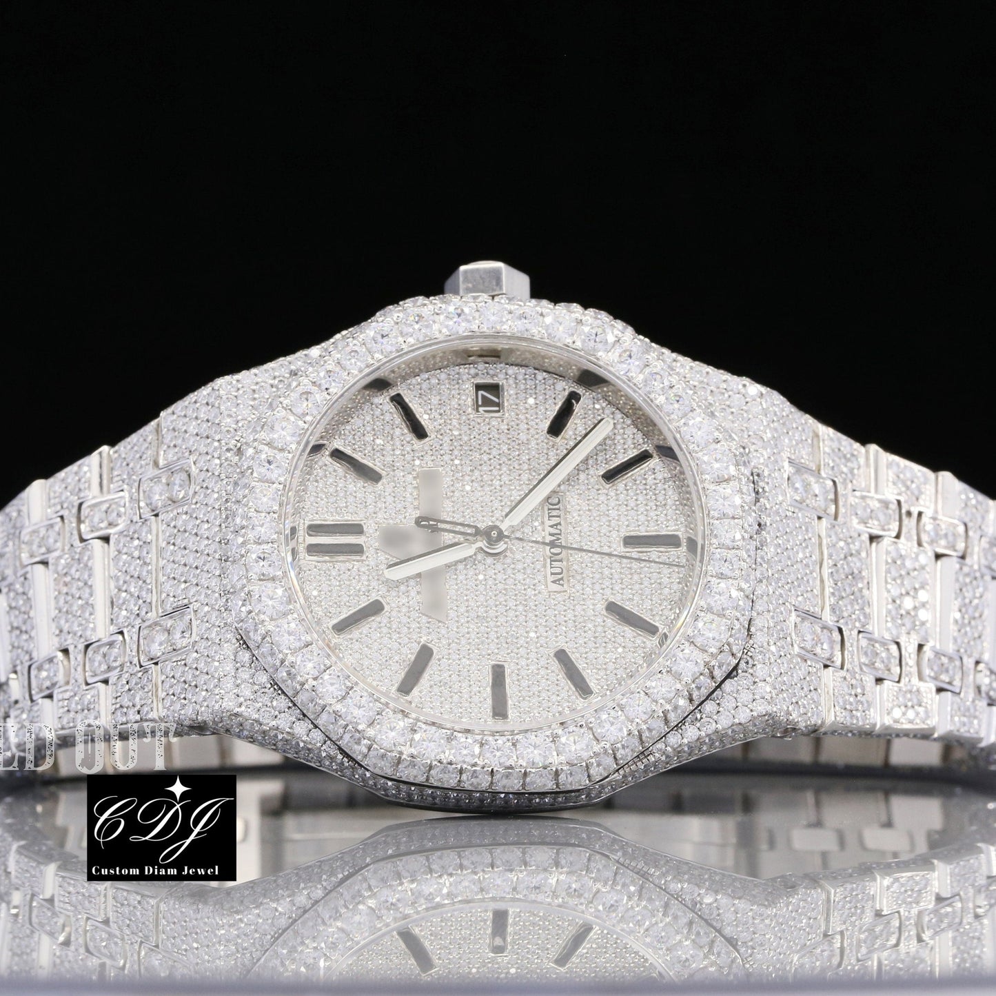 41mm Moissanite Diamond Watch iced out Wrist Watch customdiamjewel