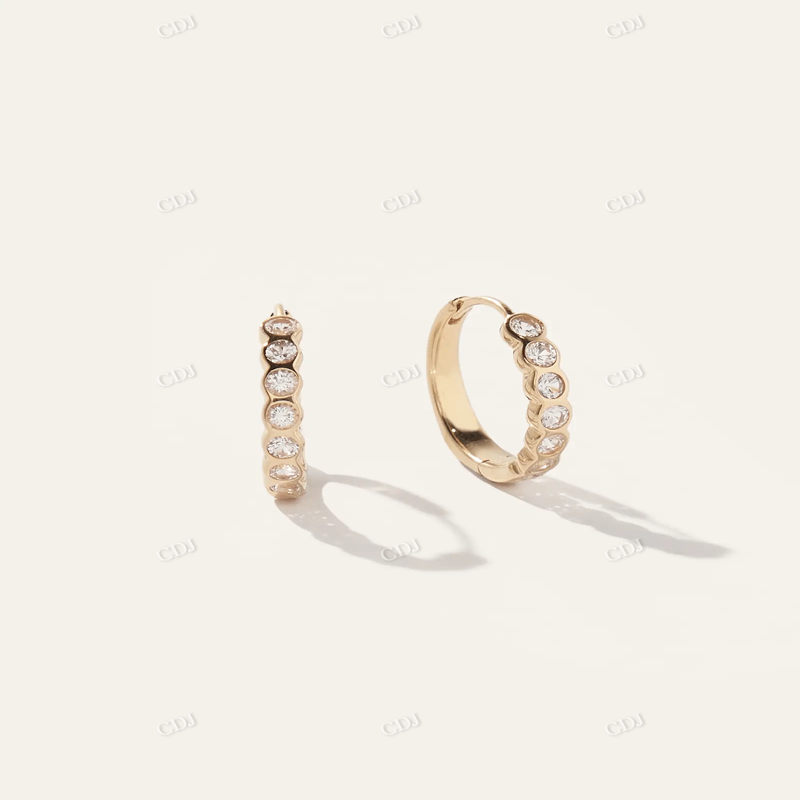 Moissanite Diamond Bezel Hoop Earrings customdiamjewel