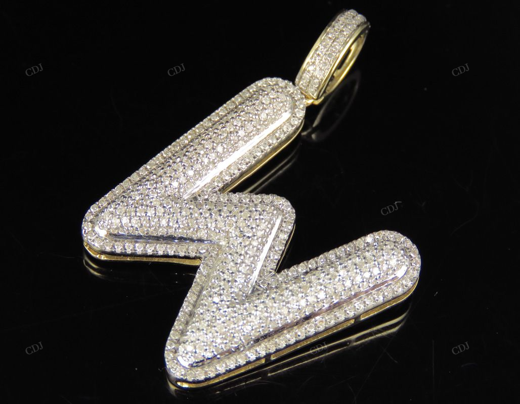 1.4" 1.20 CTW 10K Gold Natural Diamond Custom W Letter Pendant CustomDiamJewel