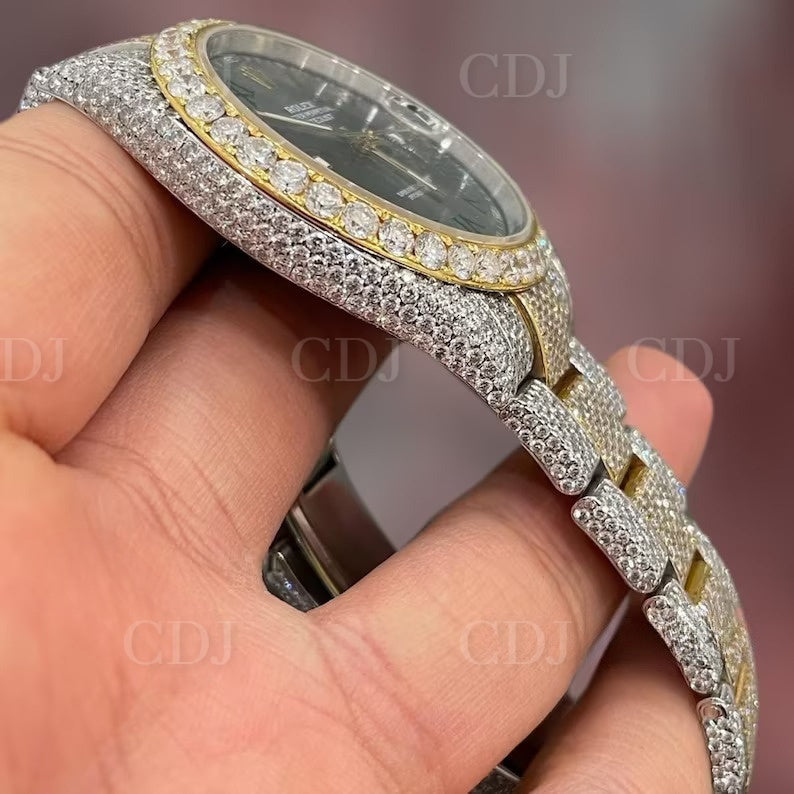 Two Tone Custom Dial Men's Watch VVS Moissanite High-End Luxury Jewelry customdiamjewel