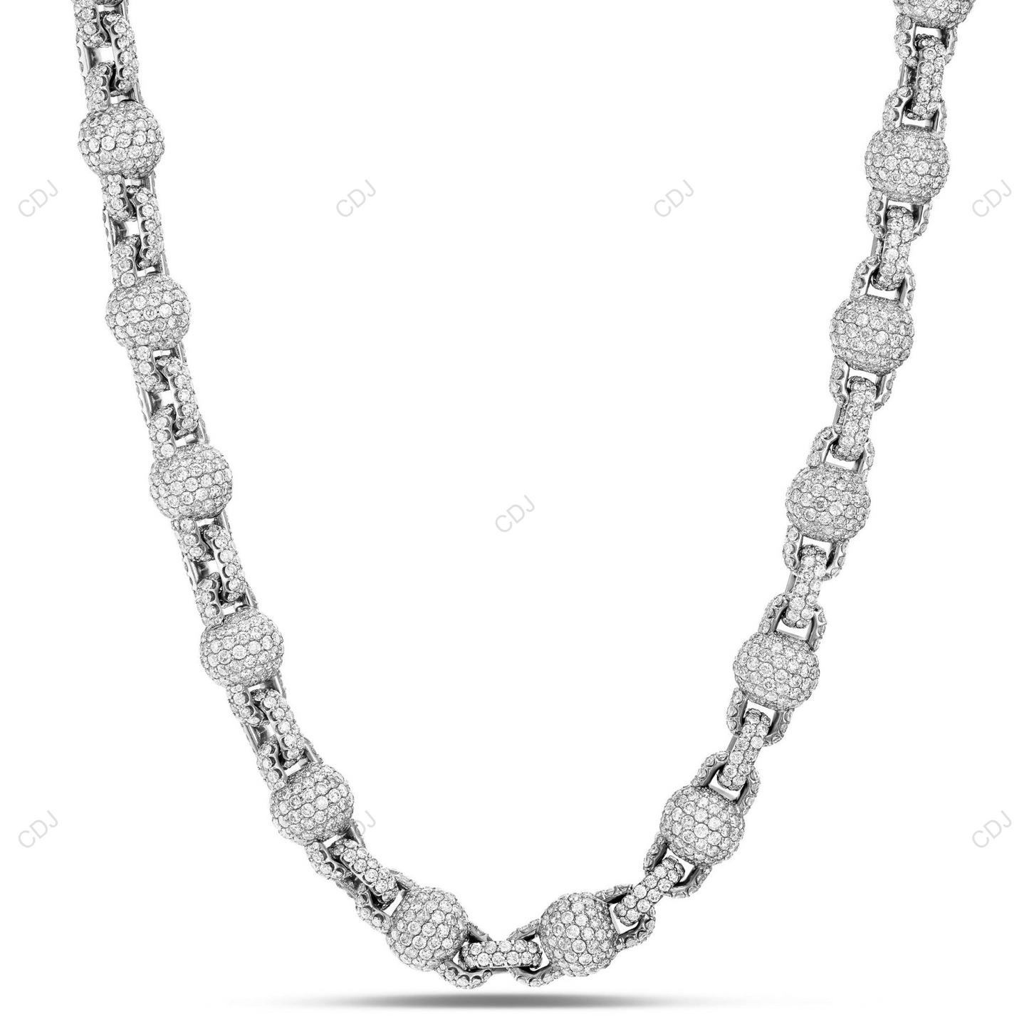 Fully Iced Out Moissanite Ball Link Chain For Mens CustomDiamJewel