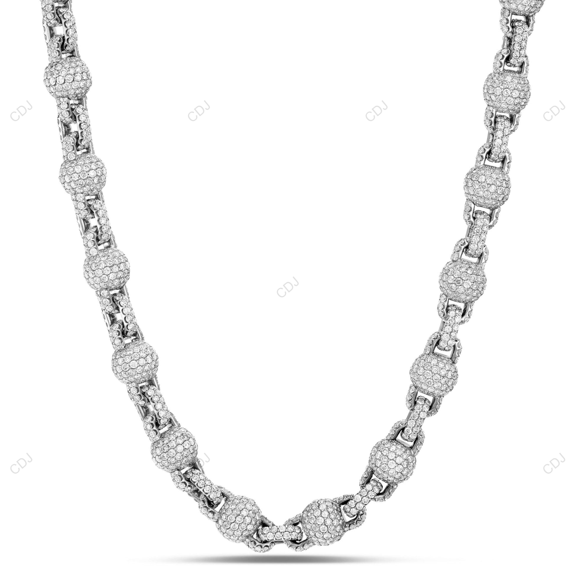 Fully Iced Out Moissanite Ball Link Chain For Mens CustomDiamJewel