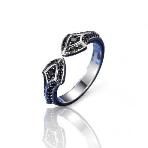925 Silver Moissanite Studded Adjustable Gothic Ring hip hop jewelry CustomDiamJewel