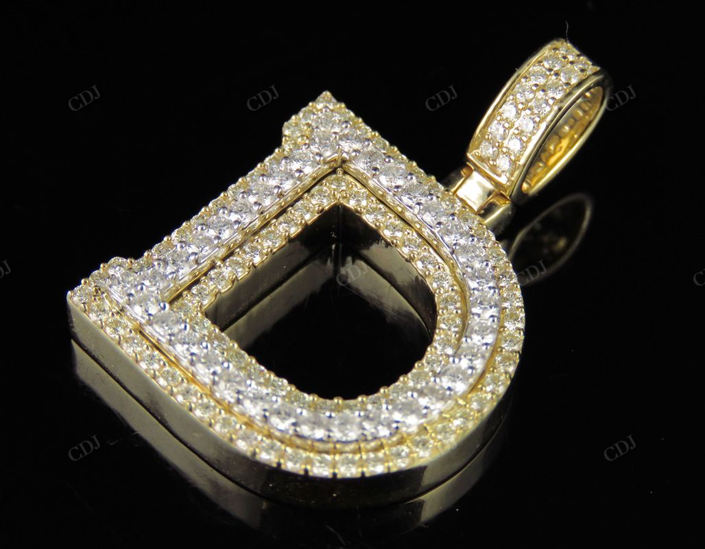 Custom Letter 'D' Initial Natural Diamond Pendent 10K Two Tone Gold CustomDiamJewel