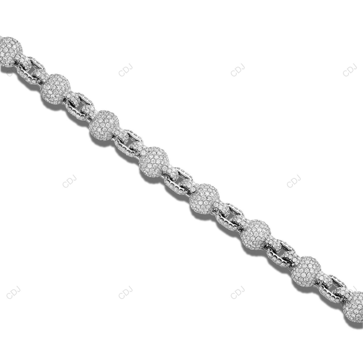 Fully Iced Out Moissanite Ball Link Chain For Mens CustomDiamJewel