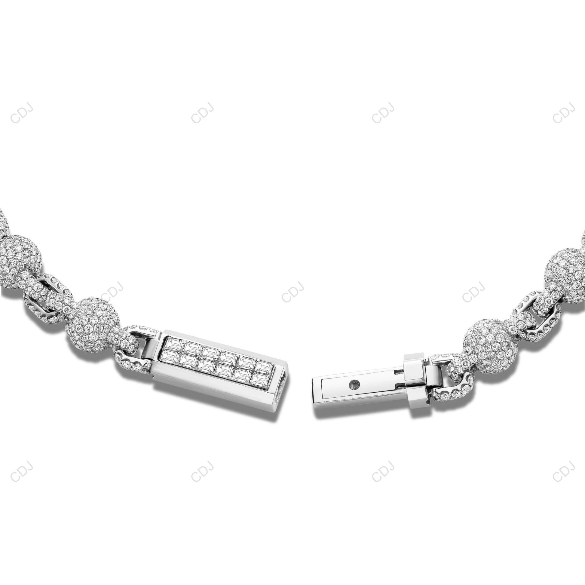 Fully Iced Out Moissanite Ball Link Chain For Mens CustomDiamJewel