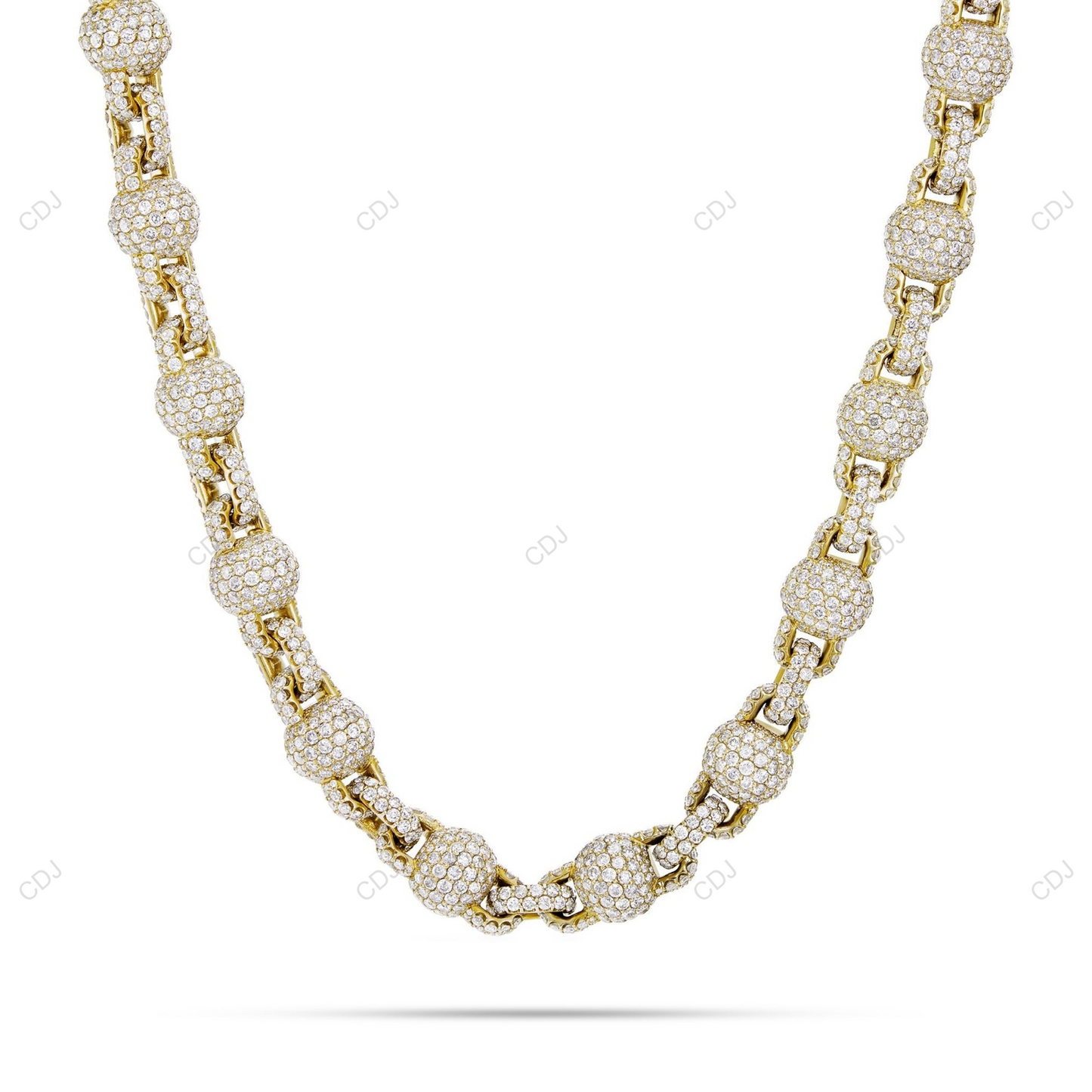 Fully Iced Out Moissanite Ball Link Chain For Mens CustomDiamJewel
