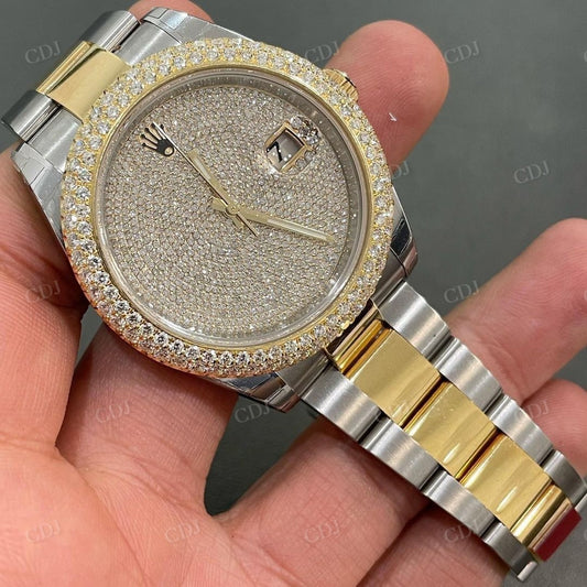 Round Icd Out Diamond Dial Rolex Luxury Moissanite Watch customdiamjewel