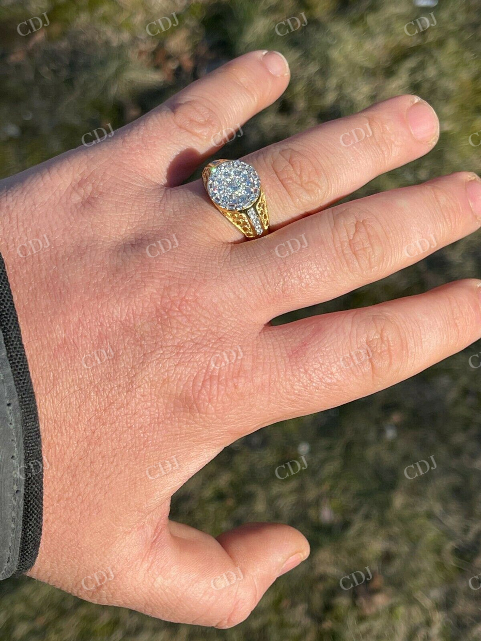Silver Iced Diamond Nugget Micropave Ring  customdiamjewel   