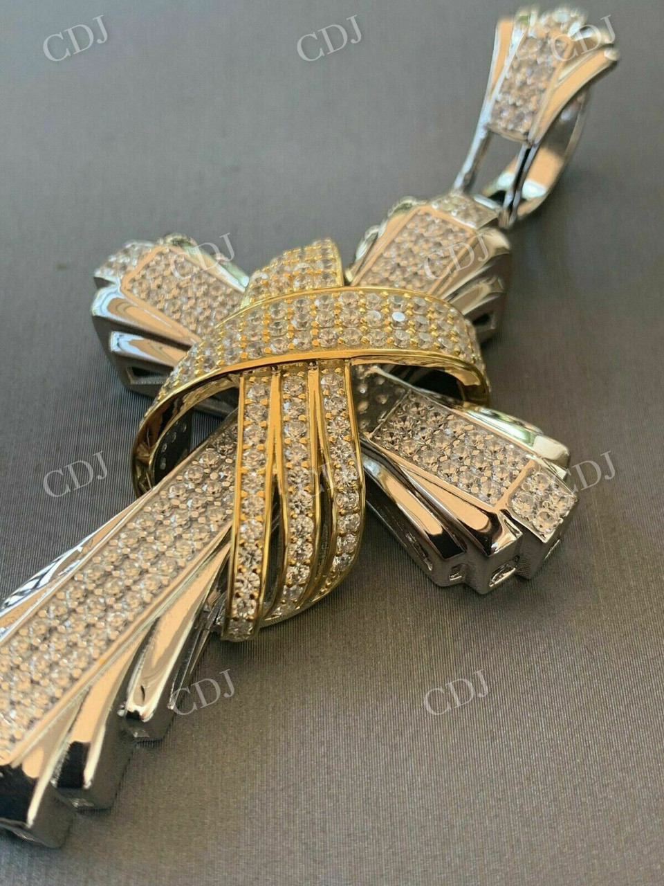 Solid Gold Diamond Men's Large Cross Pendant  customdiamjewel   