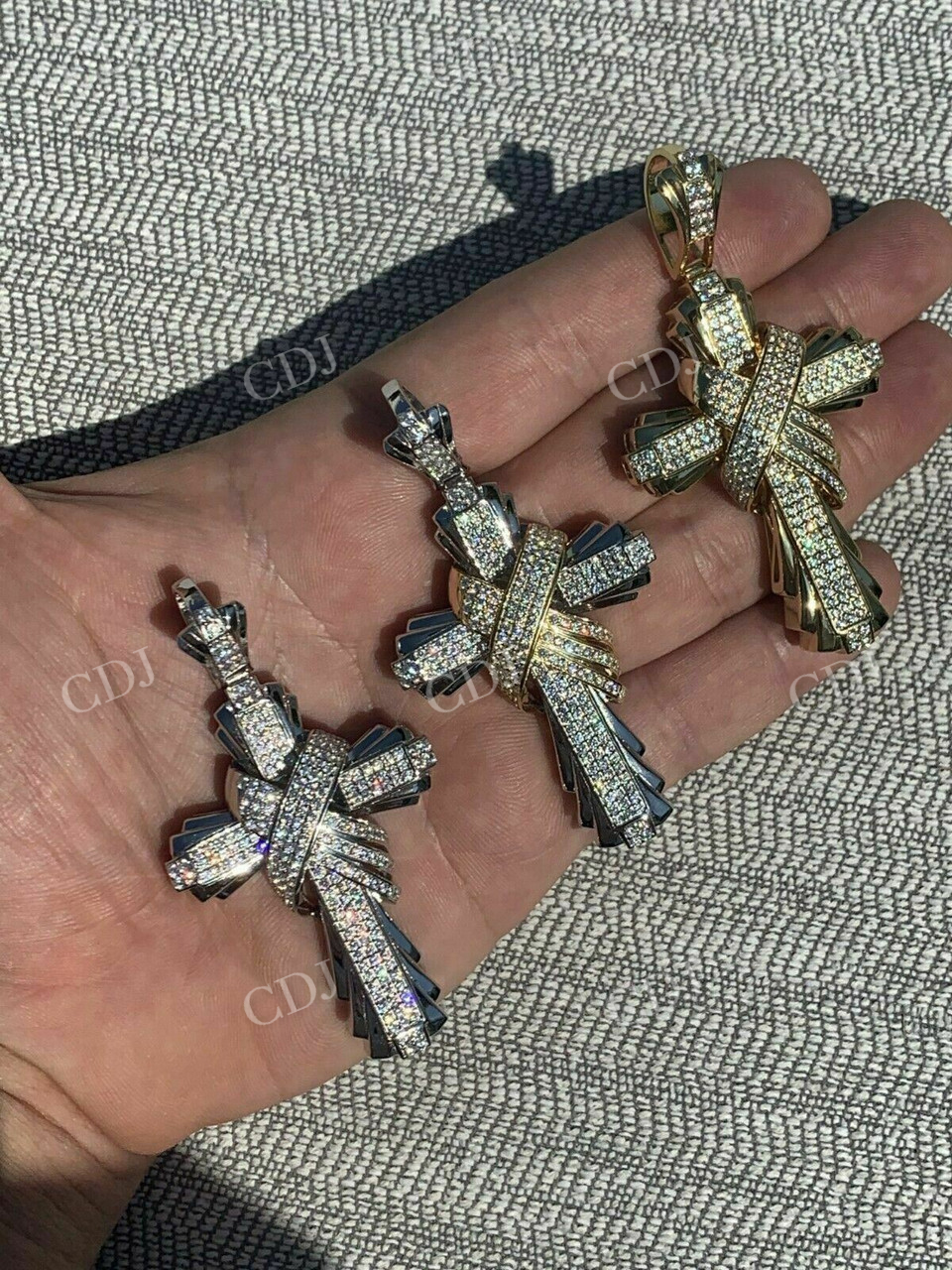 Solid Gold Diamond Men's Large Cross Pendant  customdiamjewel   