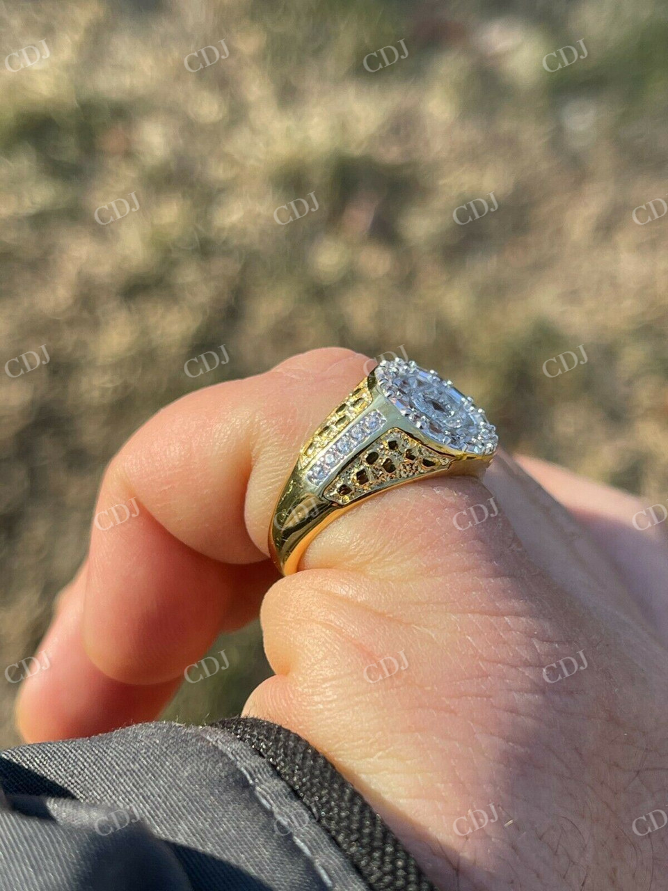 Silver Iced Diamond Nugget Micropave Ring  customdiamjewel   