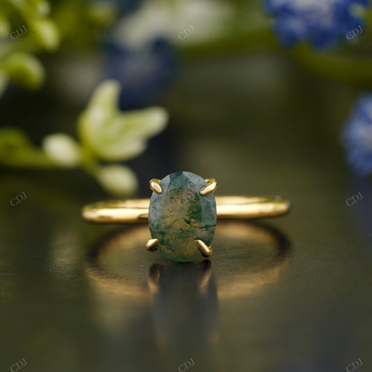 Moss Agate Moissanite Engagement Ring