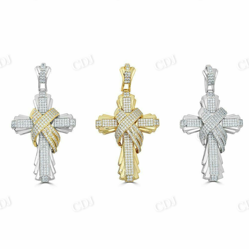 Solid Gold Diamond Men's Large Cross Pendant  customdiamjewel   