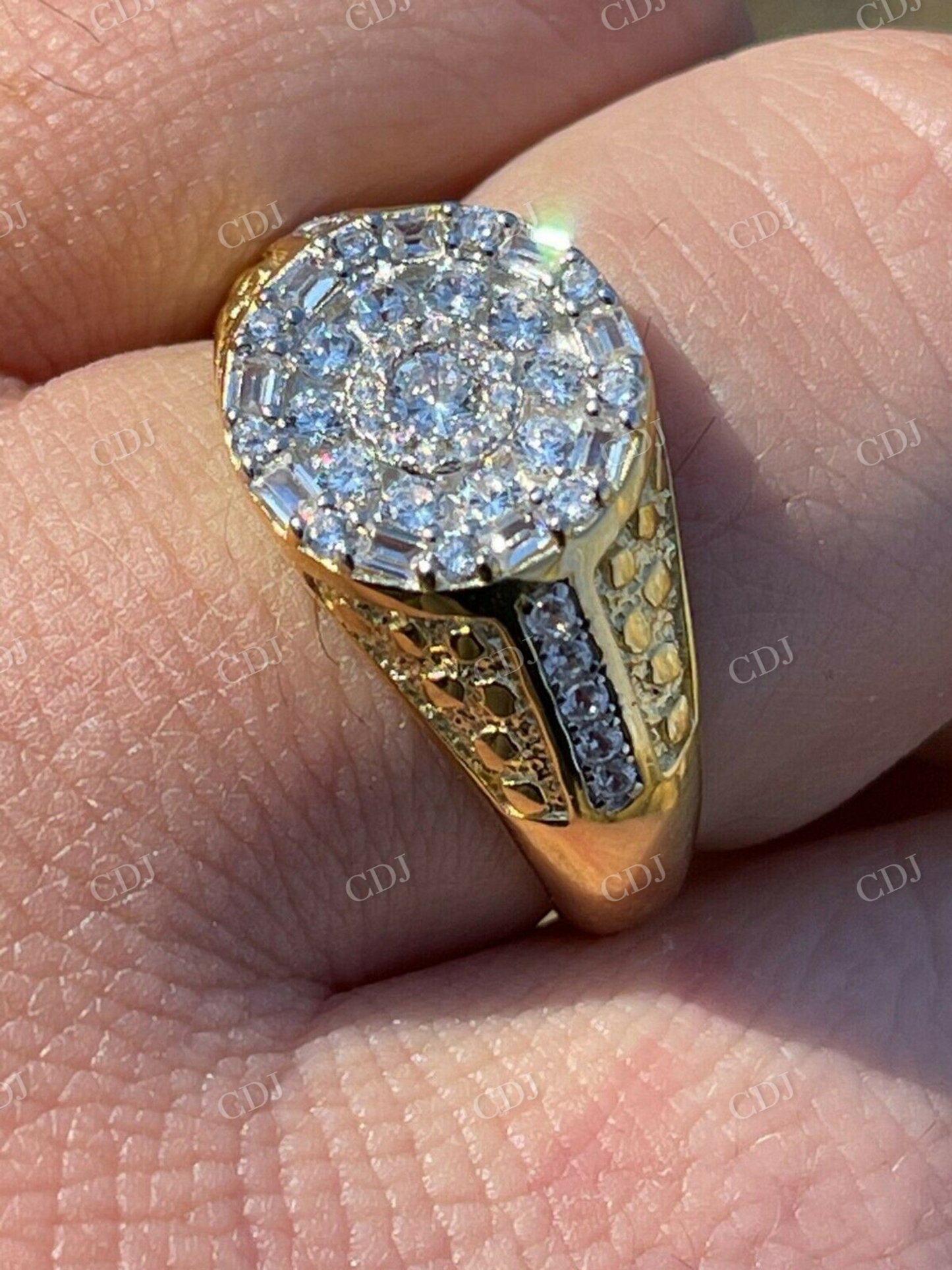 Silver Iced Diamond Nugget Micropave Ring  customdiamjewel   