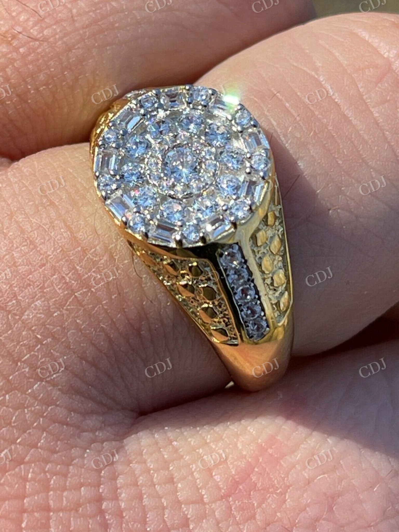 Silver Iced Diamond Nugget Micropave Ring  customdiamjewel   