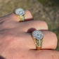 Silver Iced Diamond Nugget Micropave Ring  customdiamjewel   